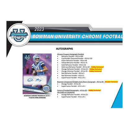 2023 Bowman University Chrome Football Hobby 12 Box Case
