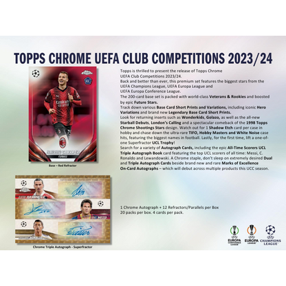 2023/24 Topps UEFA Club Competitions Chrome Soccer Hobby Box