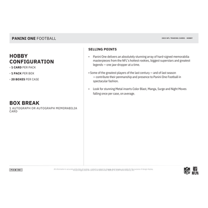 2023 Panini One Football Hobby 20 Box Case