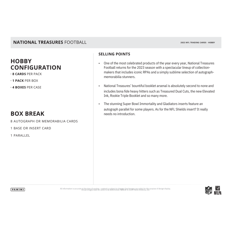 2023 Panini National Treasures Football Hobby 4 Box Case