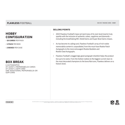 2023 Panini Flawless Football Hobby 2 Box Case