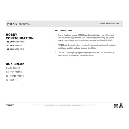 2024 Panini Mosaic Football Hobby 12 Box Case
