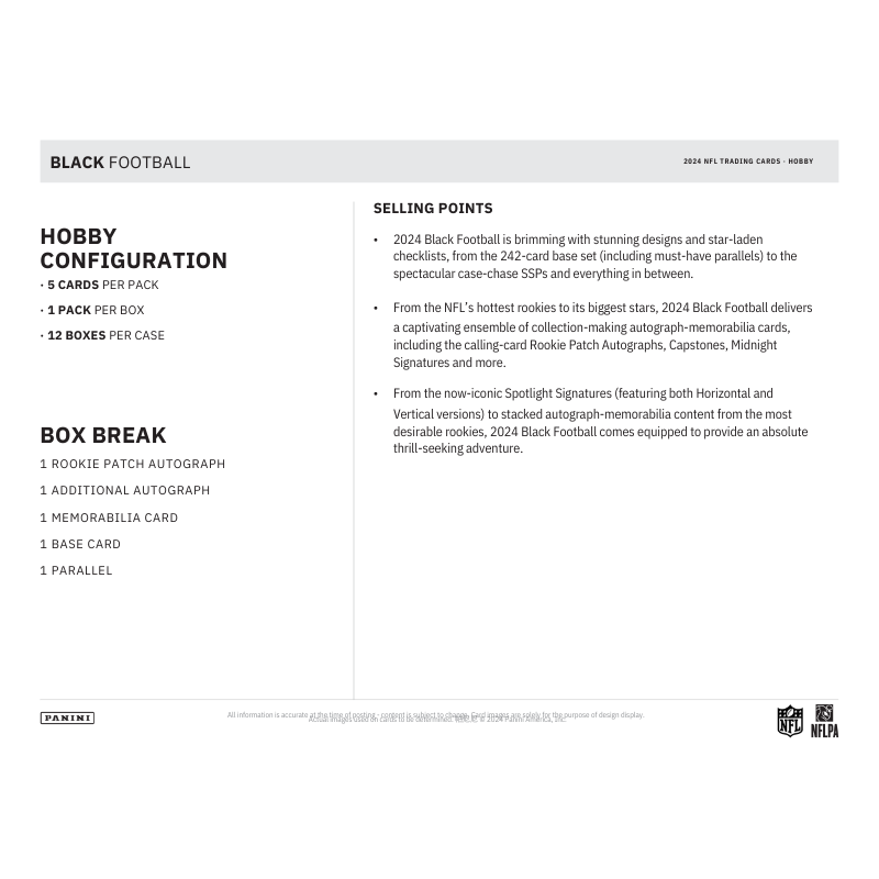 2024 Panini Black Football Hobby Box