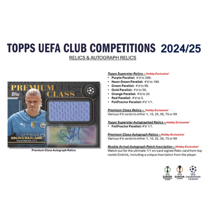 2024/25 Topps UEFA Club Competitions Soccer Hobby 12-Box Case