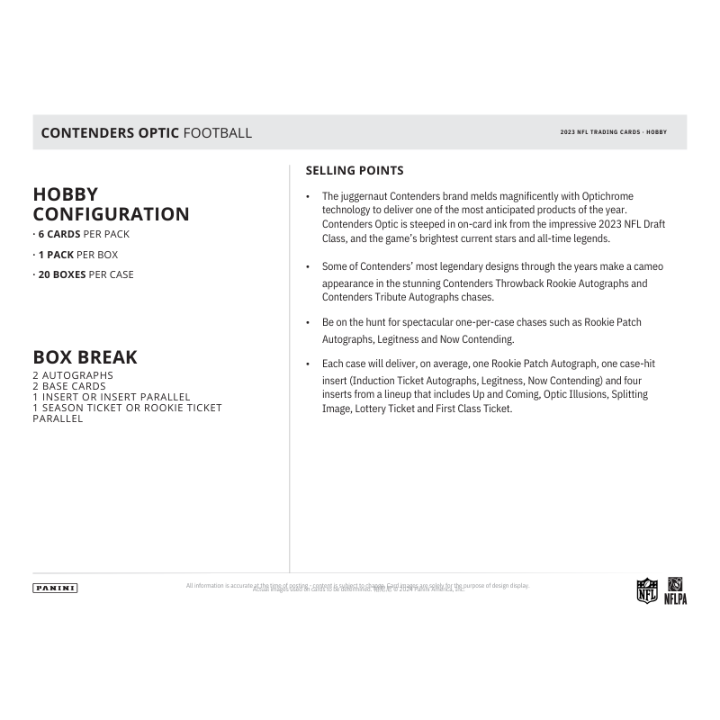 2023 Panini Contenders Optic Football Hobby Box