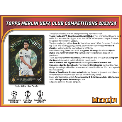 2023/24 Topps UEFA Club Competitions Merlin Chrome Soccer Hobby 12 Box Case